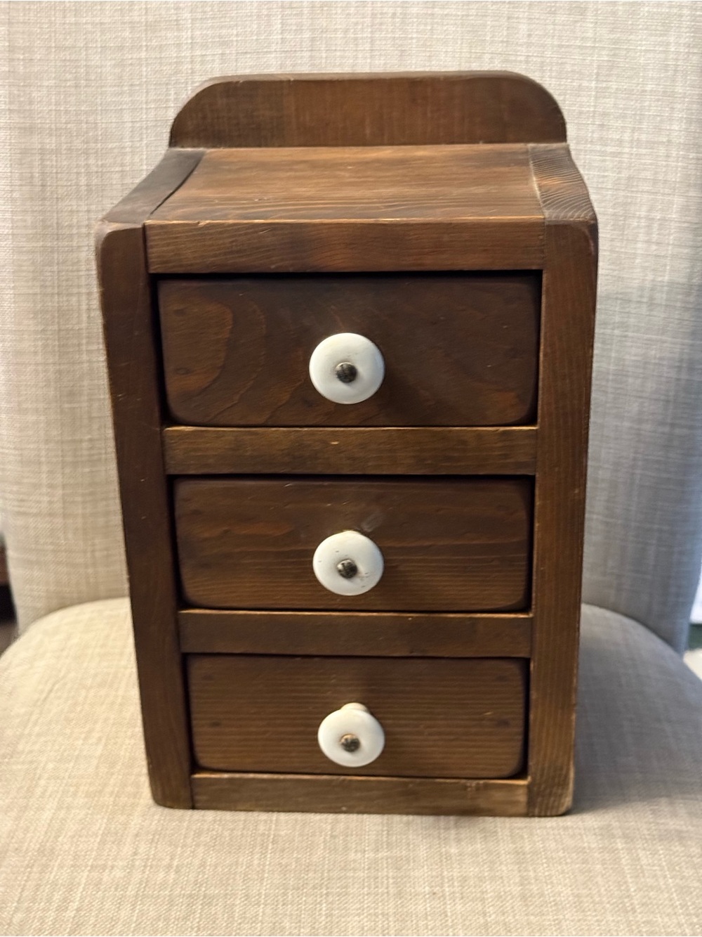 Vintage Farmhouse Wood 3 Drawer Spice Box/Trinket Organizer